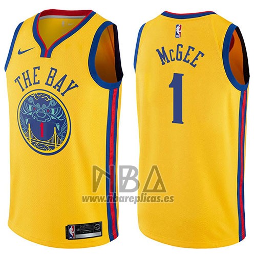 Camiseta Golden State Warriors Javale Mcgee NO 1 Ciudad 2017-18 Amarillo